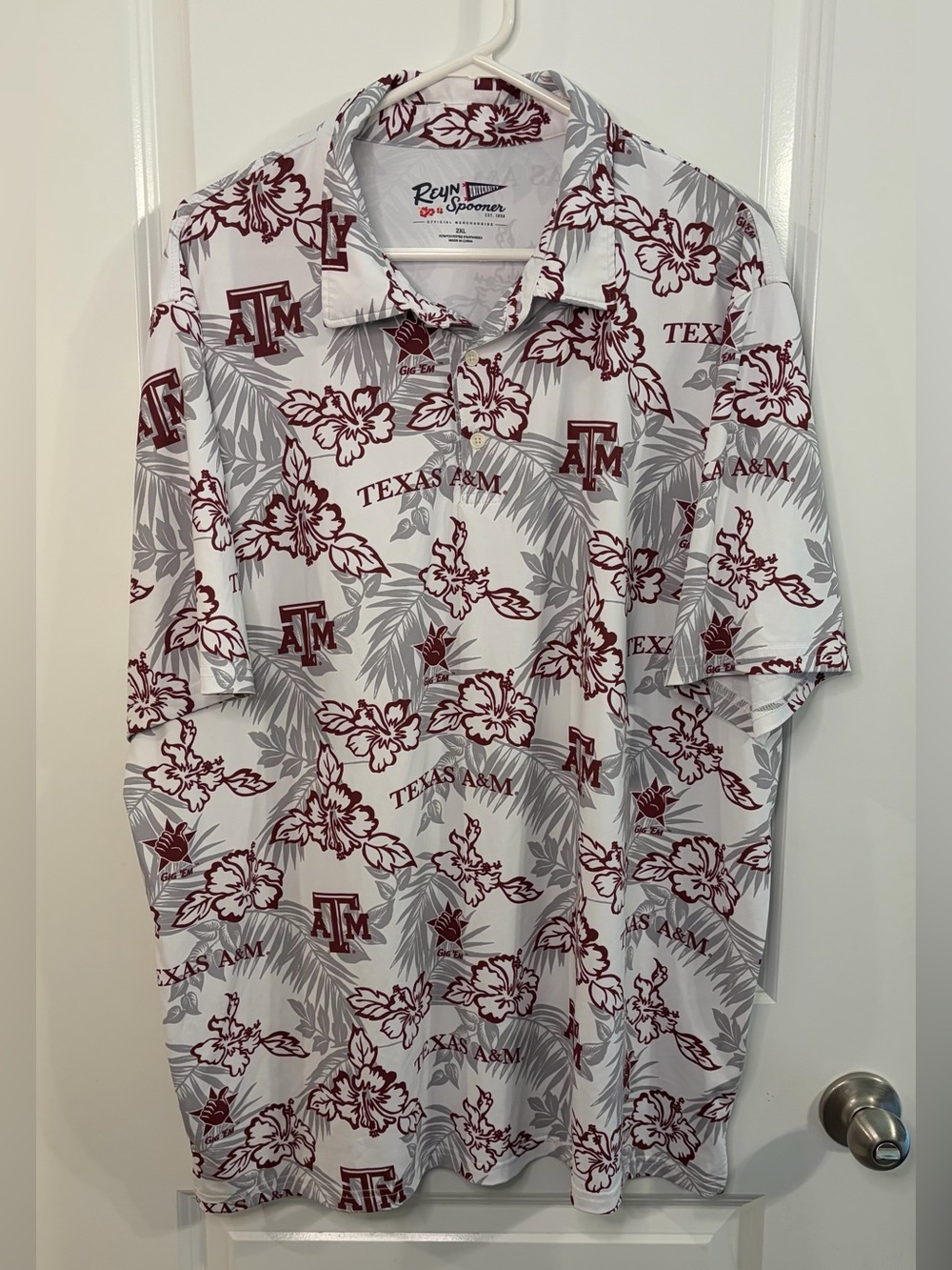 NCAA Reyn Spooner Texas A&M Aggies Hawaiian Performance Polo Shirt Men’s Size 2X